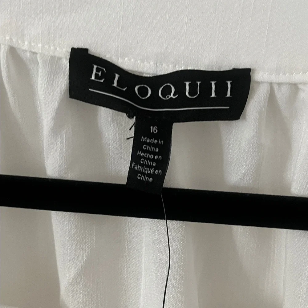 Eloquii Long Sleeve White Dress with Black Floral Design - Picture 2 of 5
